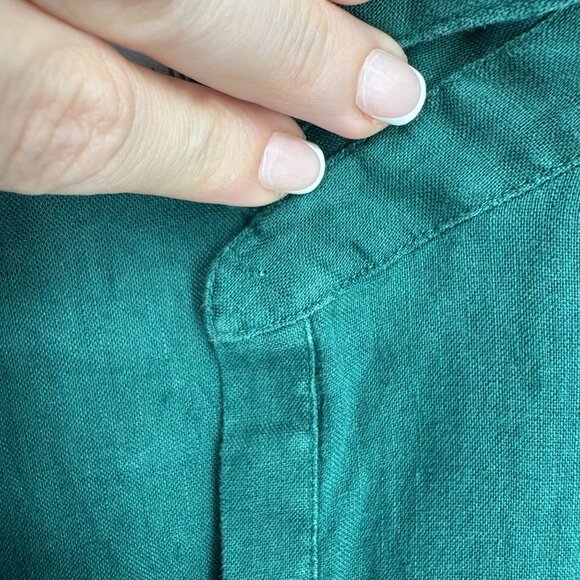 J Jill Love Linen Shirt Womens Green Button Front Tunic Top M Long Sleeve Loose - Picture 6 of 8